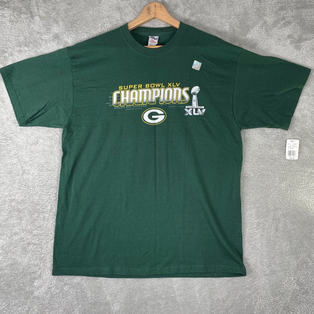 Green Bay Packers Super Bowl XLV Champions Shirt Mens XL Green Graphic Y2K
